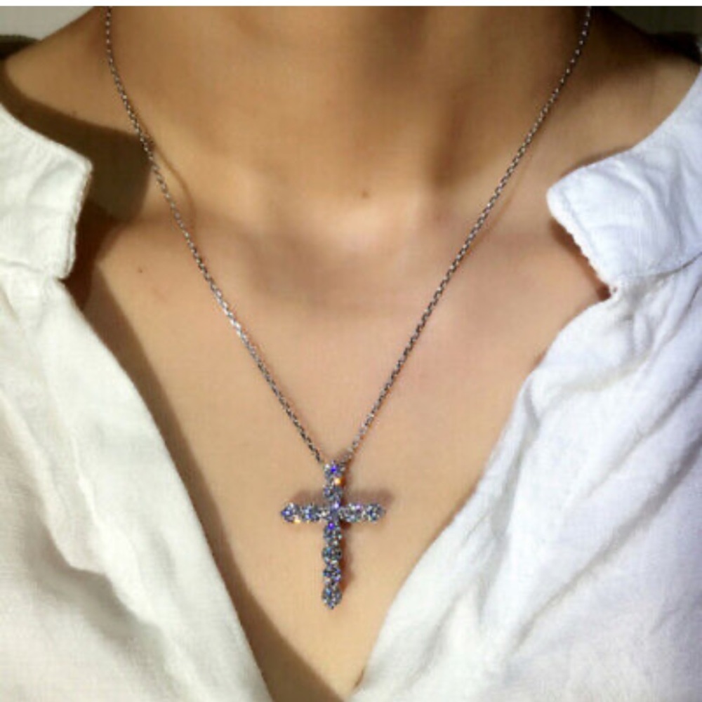 NWT STERLING SILVER CROSS PENDANT NECKLACE - Picture 8 of 9